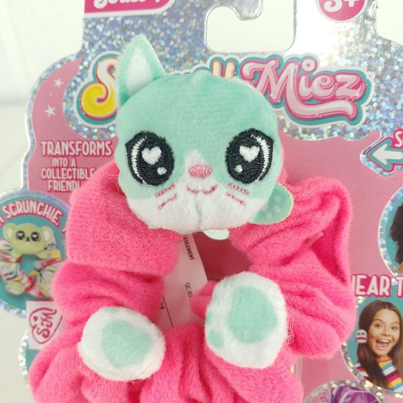 Scrunchmiez Series 1 Prim Green Cat Pink Scrunchie Transforms From Scrunchie int - Picture 2 of 5